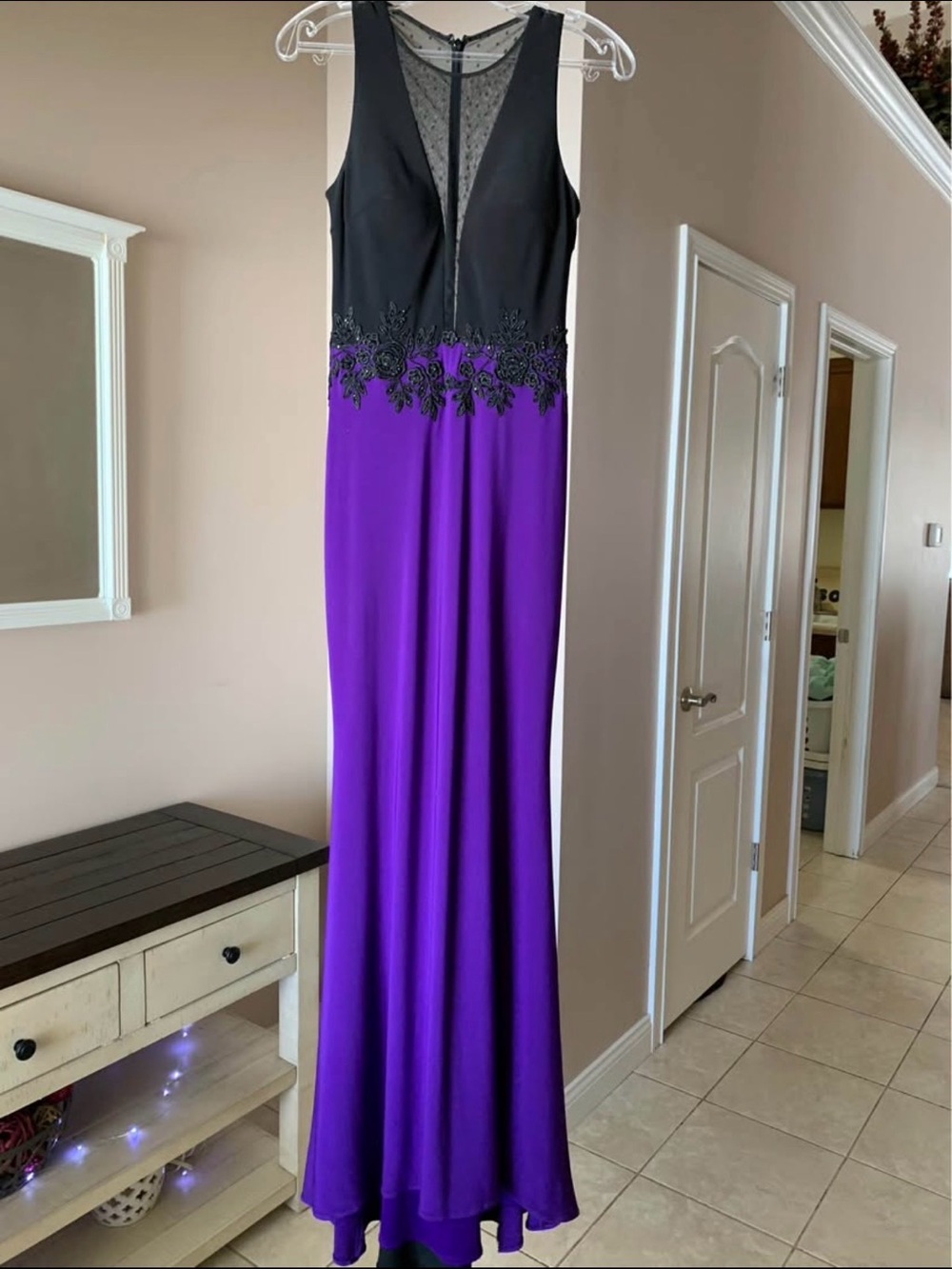Madison James Sleeveless Black & Purple Formal Evening Gown - Picture 3 of 7